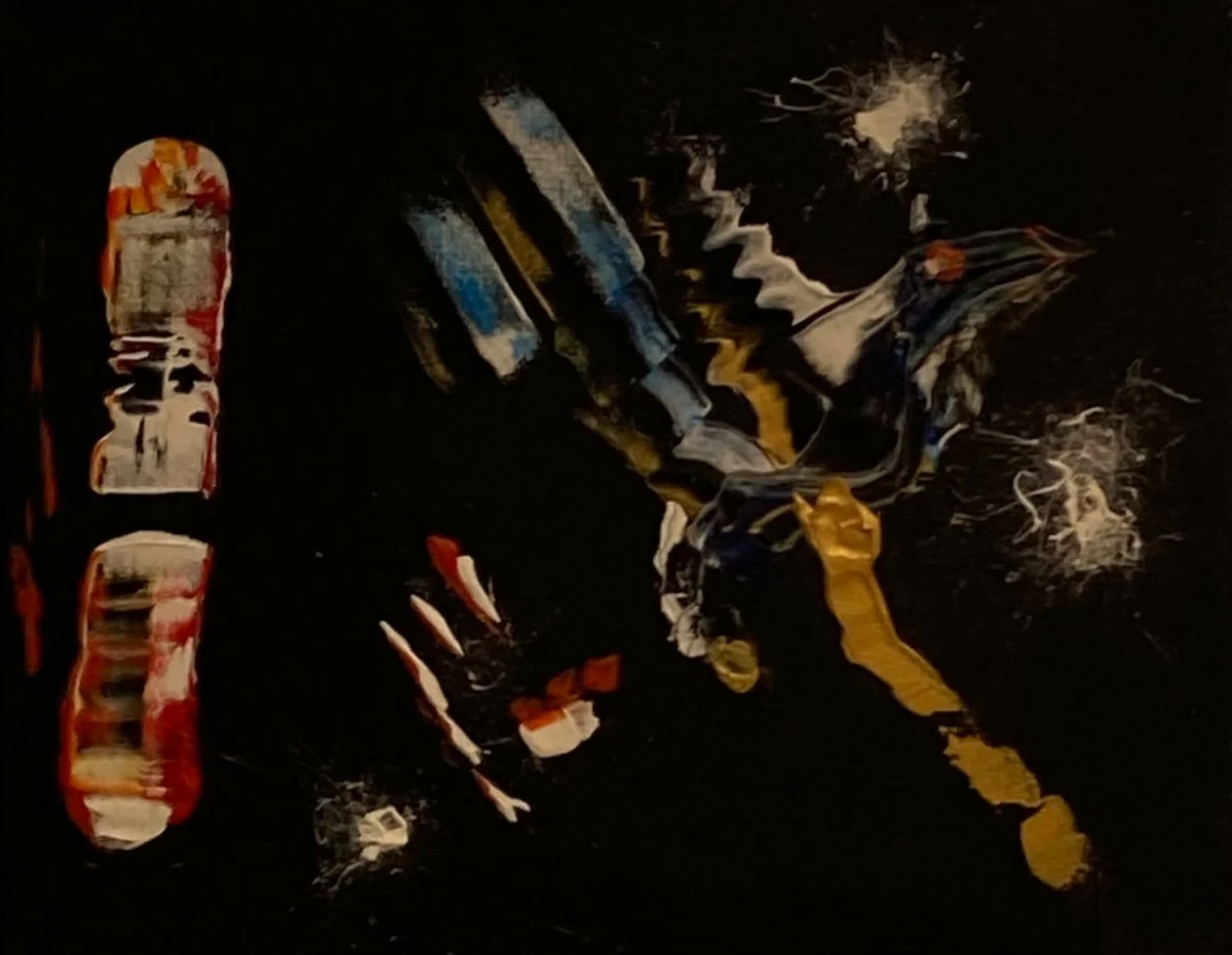 'RELEASE' acrylic on canvas, 8.27 x 11.69 inches, Micco Cruz, 2021