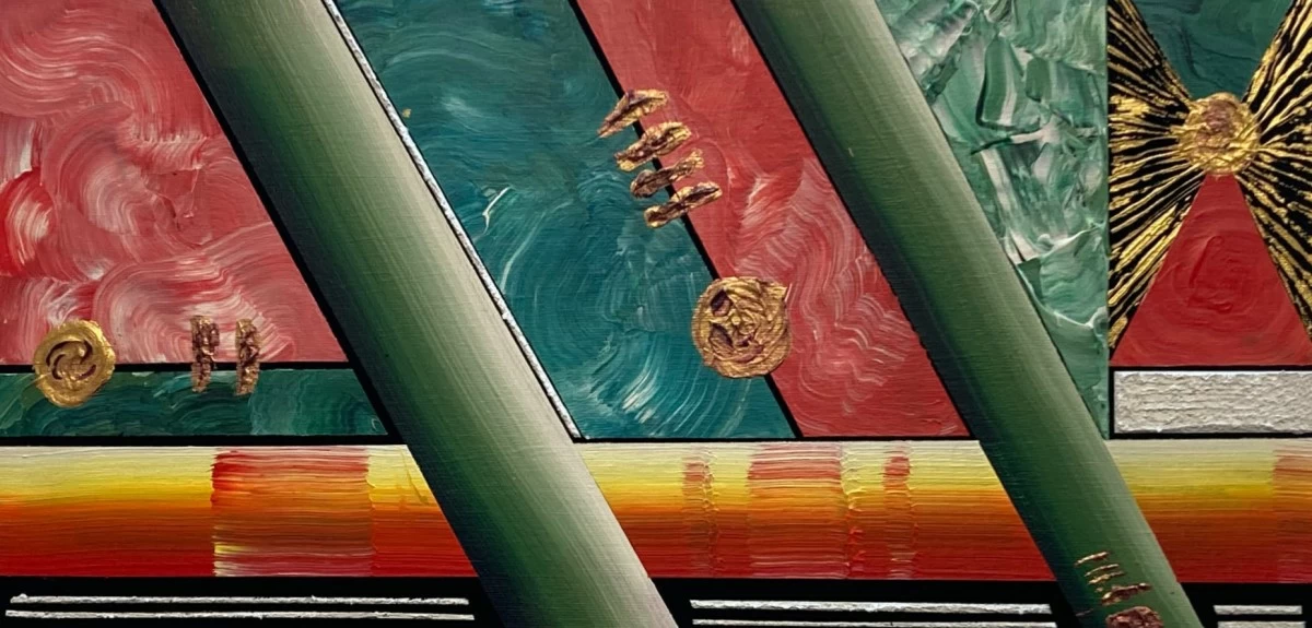 'DEVELOPING AND CONNECTED' acrylic on canvas, 8 x 16 inches, Micco Cruz, 2026