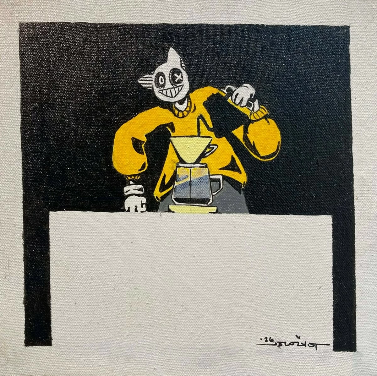 'LONG, BUT RELAXED' acrylic on canvas, 9 x 9 inches, Tokiwa, 2026