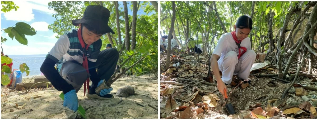The youth for the environment. In the first quarter of 2026, several mangrove planting activities at the Aboitiz Cleanergy Park were led by members of the Boy Scouts of the Philippines (left) and the Girl Scouts of the Philippines (right).
