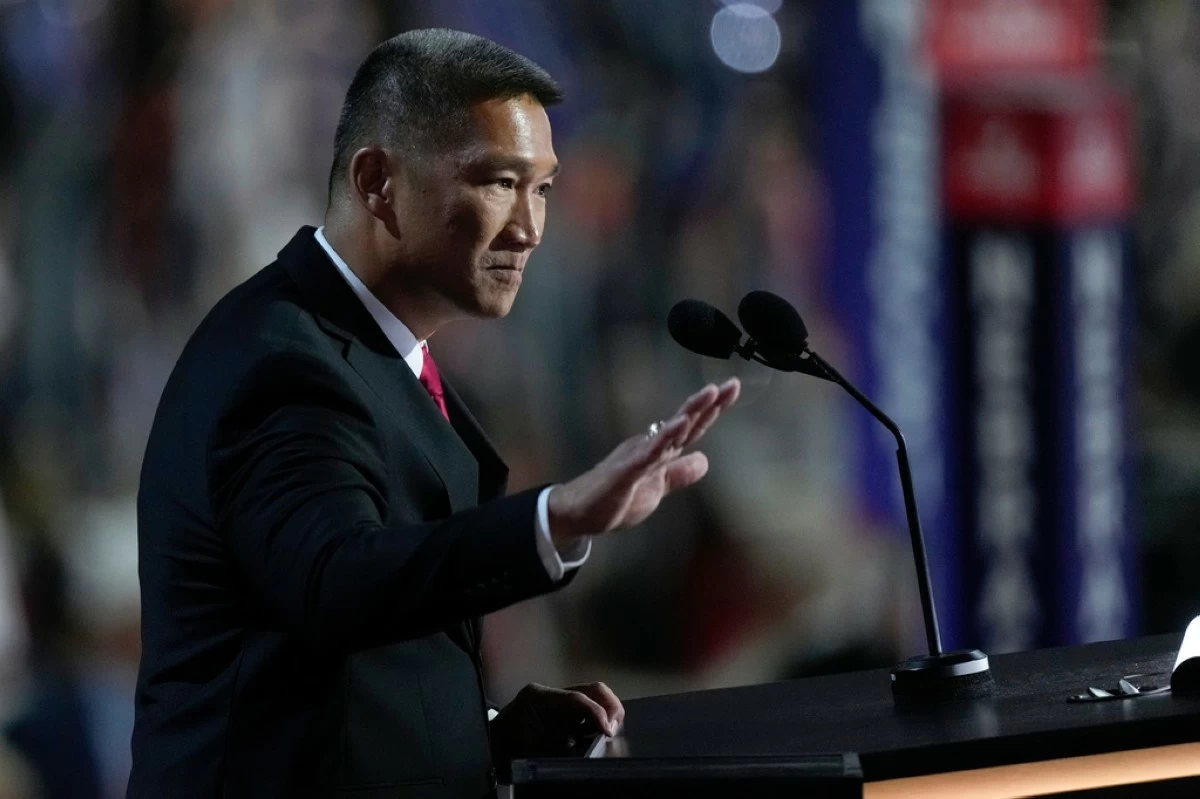 Hung Cao speaks during the Republican National Convention, July 16, 2024, in Milwaukee. (AP Photo/Matt Rourke/File)