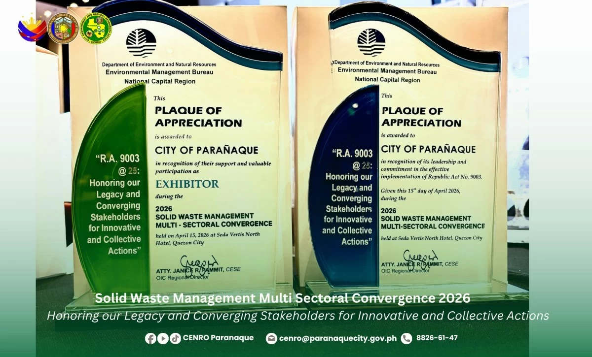 Plaque of Appreciation received by Paranaque City government (Photo courtesy of Paranaque PIO)