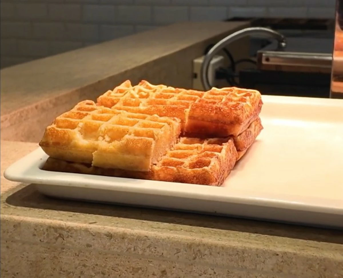 FIRST MEAL OF THE DAY A fresh waffle from Veranda's breakfast buffer is enough to start your day right