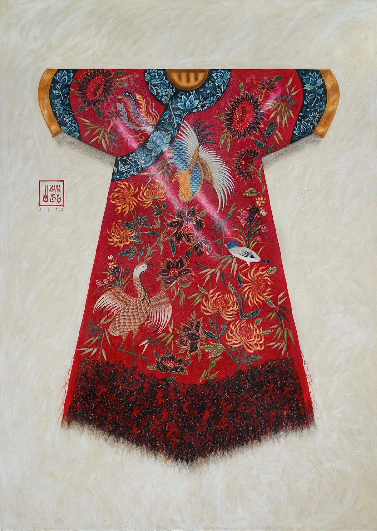 'THE RUBY'S SERENADE,' oil on canvas, 84x60 inches, 2025