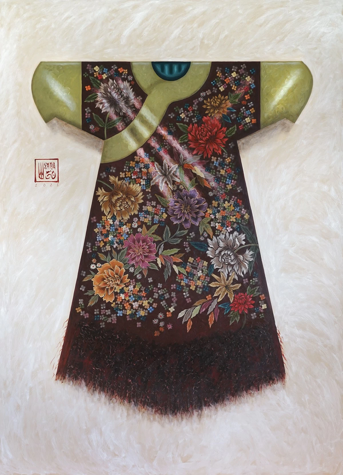 'WALTZ OF THE FLOWERS,' oil on canvas, 84x60 inches, 2025