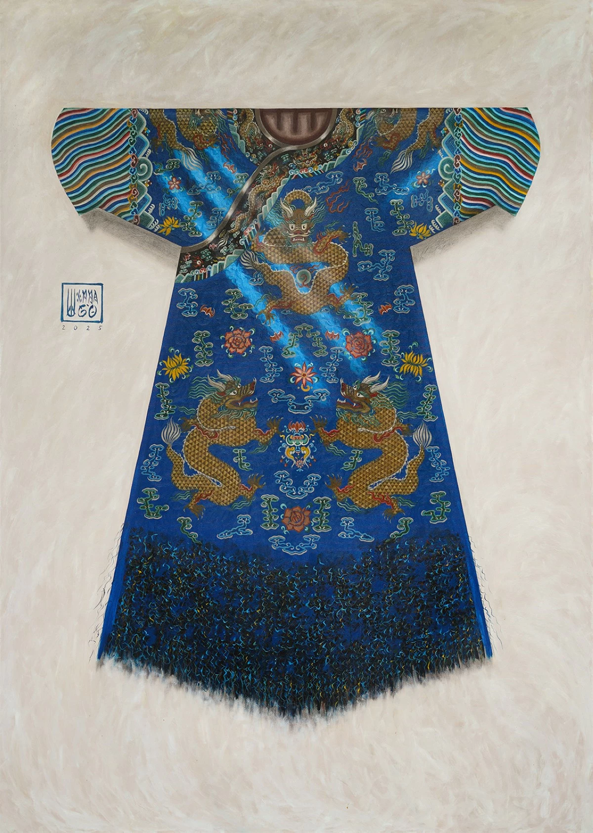 'THE NOBLE SAPPHIRE,' oil on canvas, 84x60 inches, 2025