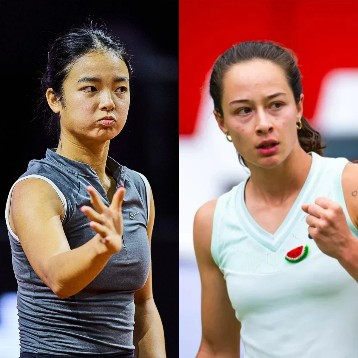 Alex Eala, left, and Zeynep Sonmez (Newhouse Media / WTA)