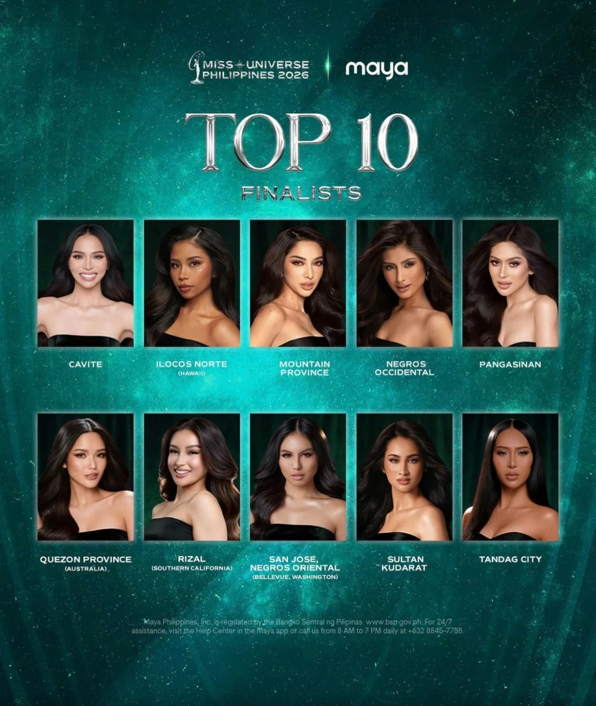 Miss Universe PH 2026 Top 10 Finalists voted via Maya App 