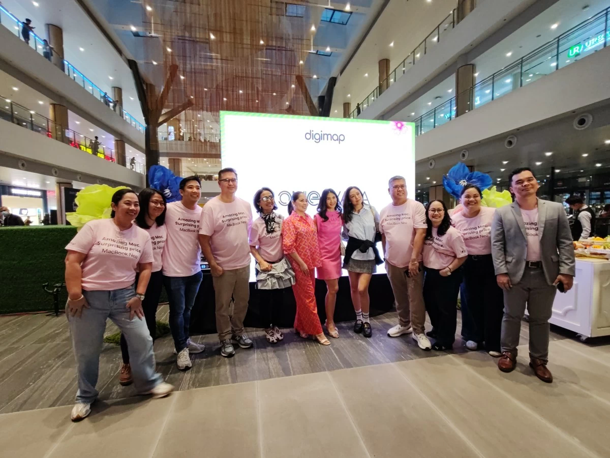 Digimap Philippines executives join celebrity guests Angelu de Leon, Rica Peralejo, and Kelly Misa at the MacBook Neo launch at One Ayala.