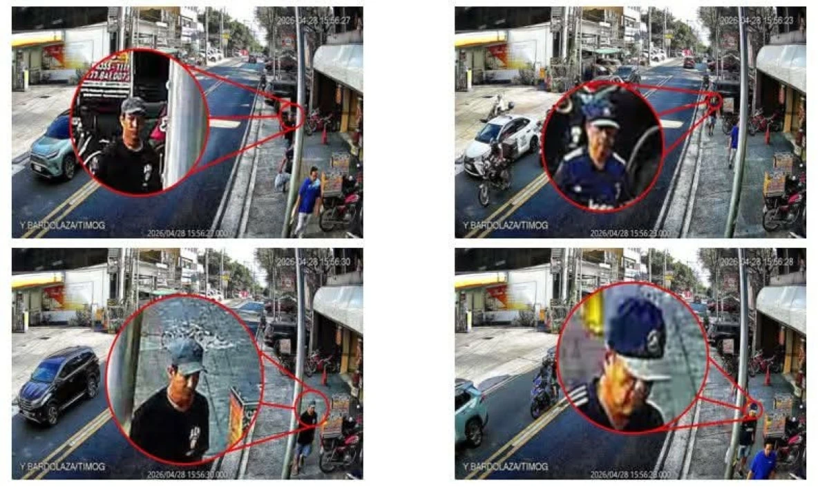CCTV footage shows two suspects seen walking in the area in connection with the fatal shooting that left two men dead, as authorities continue efforts to locate and arrest them. (Photo courtesy of the Quezon City Police District [QCPD])