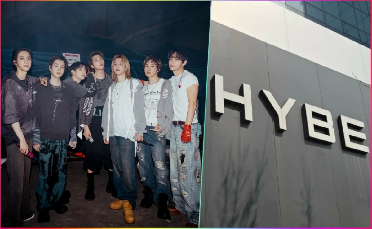 BTS in Tampa (left) and HYBE headquarters in Seoul (Bighit Music, Jonathan Hicap) 