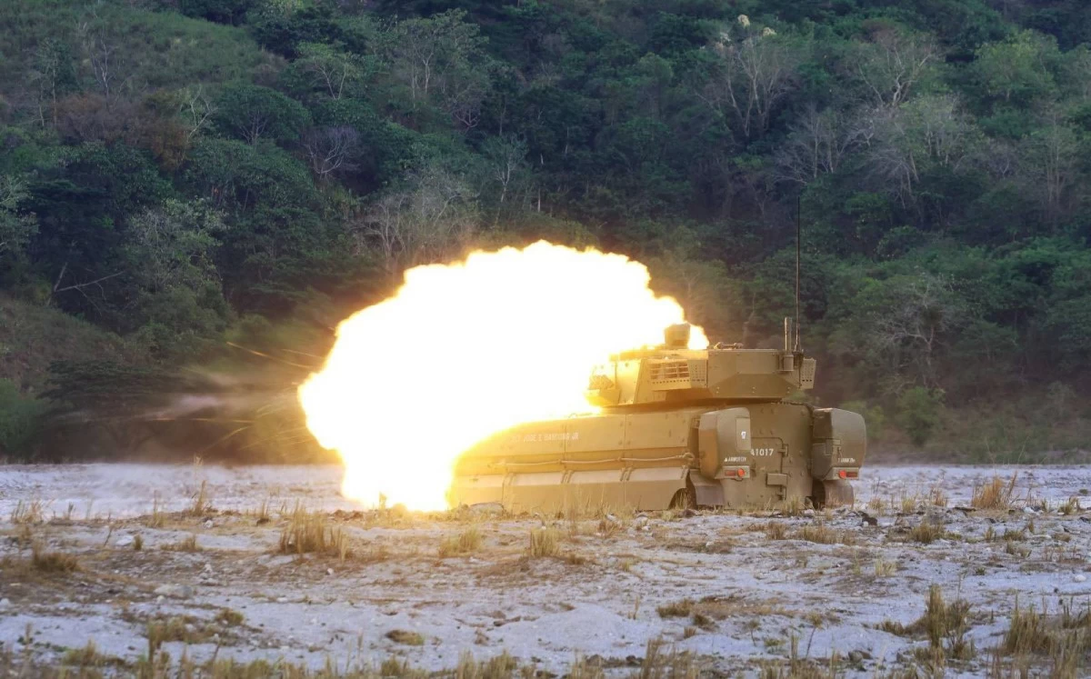 Armor Division's Sabra light tank fires at a target during the first-ever Philippine Army-Japan Ground Self Defense Force Exercise Salaknib combined live fire exercise at Colonel Ernesto Rabina Air Base (CERAB) in Capas, Tarlac held from May 1 to 2, 2026. (Photo: PA)