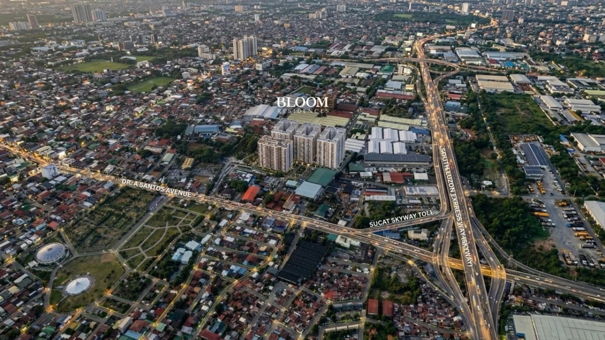 Bloom Residences sits conveniently near Skyway and SLEX, bringing the metro within easy reach. (Photo: SMDC)