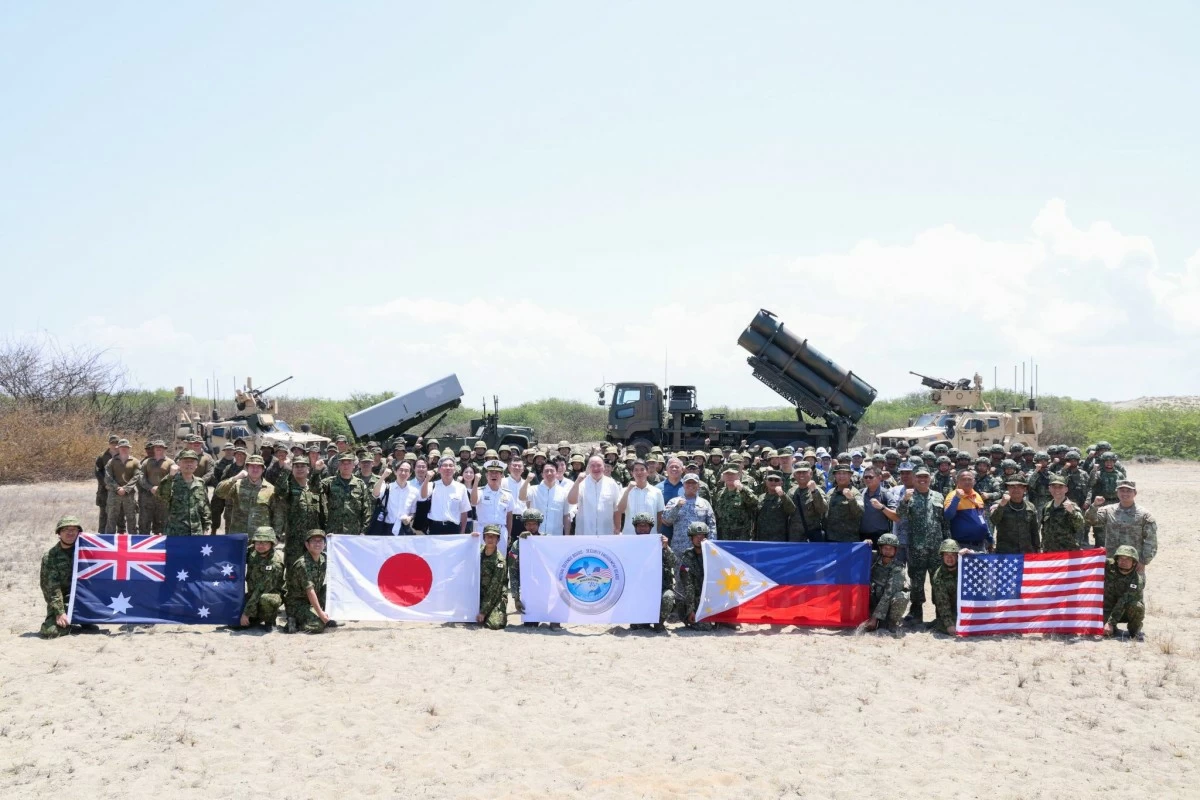 The Japan Self-Defense Force fires its Type 88 surface-to-ship missile system during a maritime strike drill as part of Exercise Balikatan at the Paoay Sand Dunes in Ilocos Norte on May 6, 2026. The event was witnessed by Department of National Defense (DND) Secretary Gilberto Teodoro Jr. and Japan Minister of Defense Shinjiro Koizumi. (Photo: Department of National Defense)