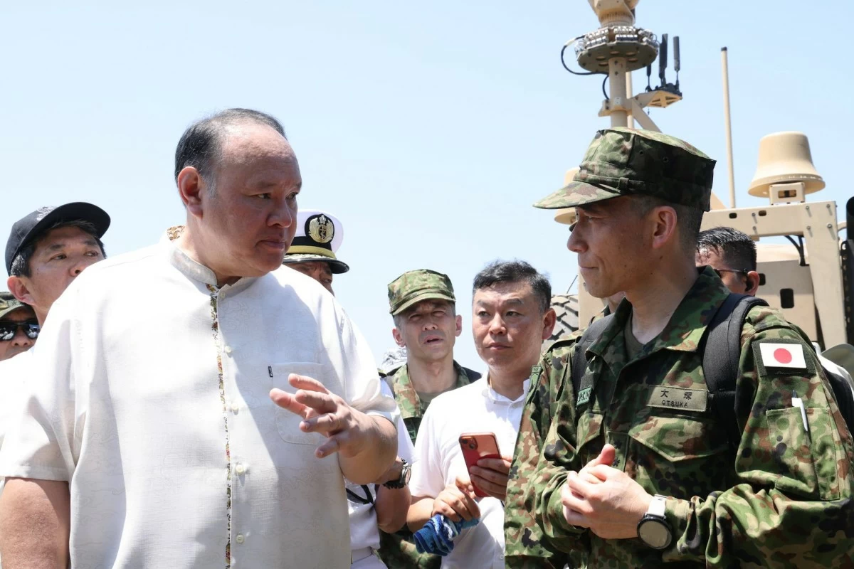 The Japan Self-Defense Force fires its Type 88 surface-to-ship missile system during a maritime strike drill as part of Exercise Balikatan at the Paoay Sand Dunes in Ilocos Norte on May 6, 2026. The event was witnessed by Department of National Defense (DND) Secretary Gilberto Teodoro Jr. and Japan Minister of Defense Shinjiro Koizumi. (Photo: Department of National Defense)