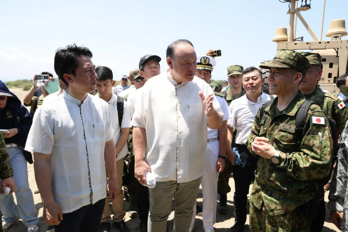 The Japan Self-Defense Force fires its Type 88 surface-to-ship missile system during a maritime strike drill as part of Exercise Balikatan at the Paoay Sand Dunes in Ilocos Norte on May 6, 2026. The event was witnessed by Department of National Defense (DND) Secretary Gilberto Teodoro Jr. and Japan Minister of Defense Shinjiro Koizumi. (Photo: Department of National Defense)