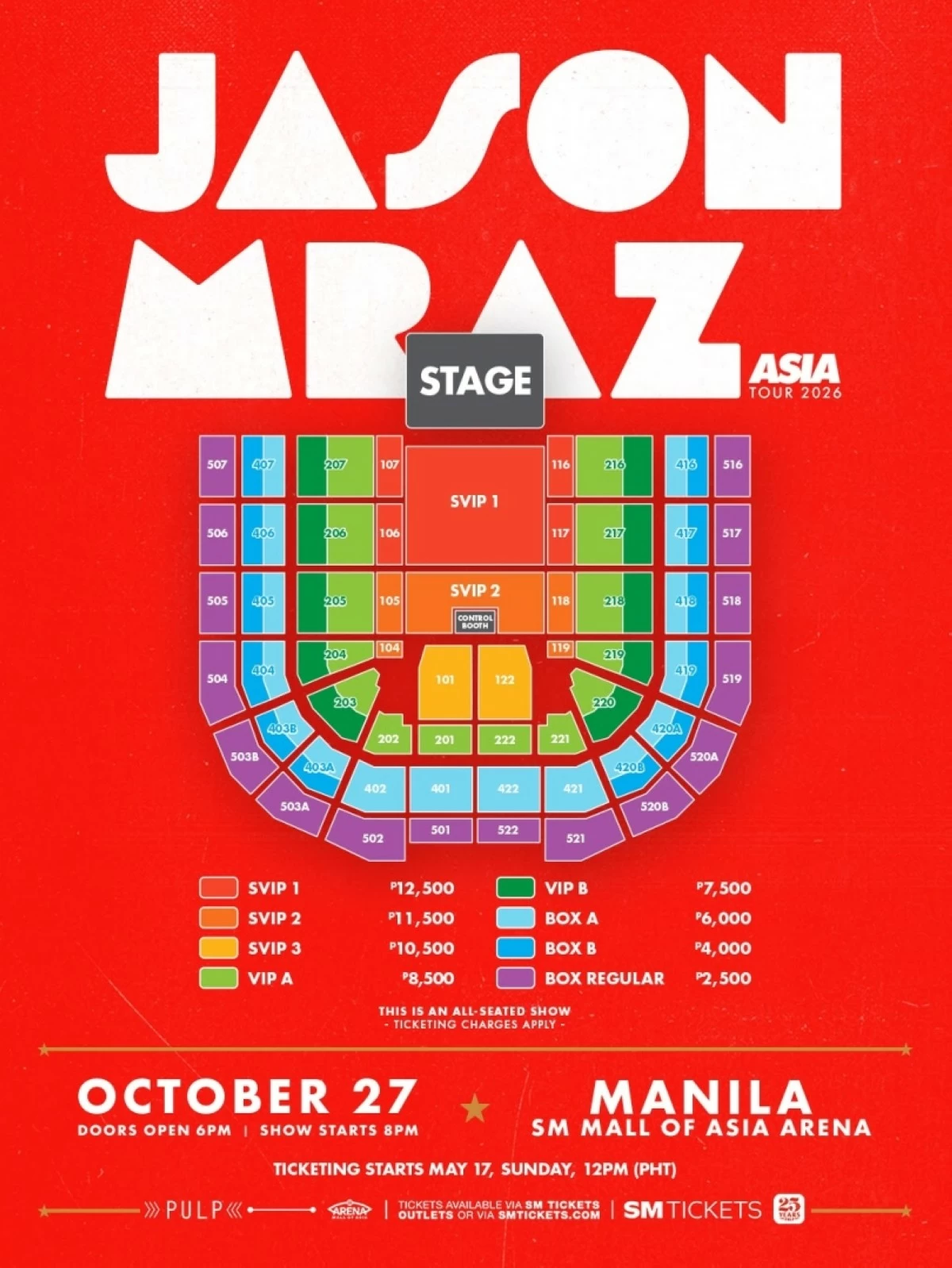 Poster for Jason Mraz's concert in Manila (Pulp Live World) 