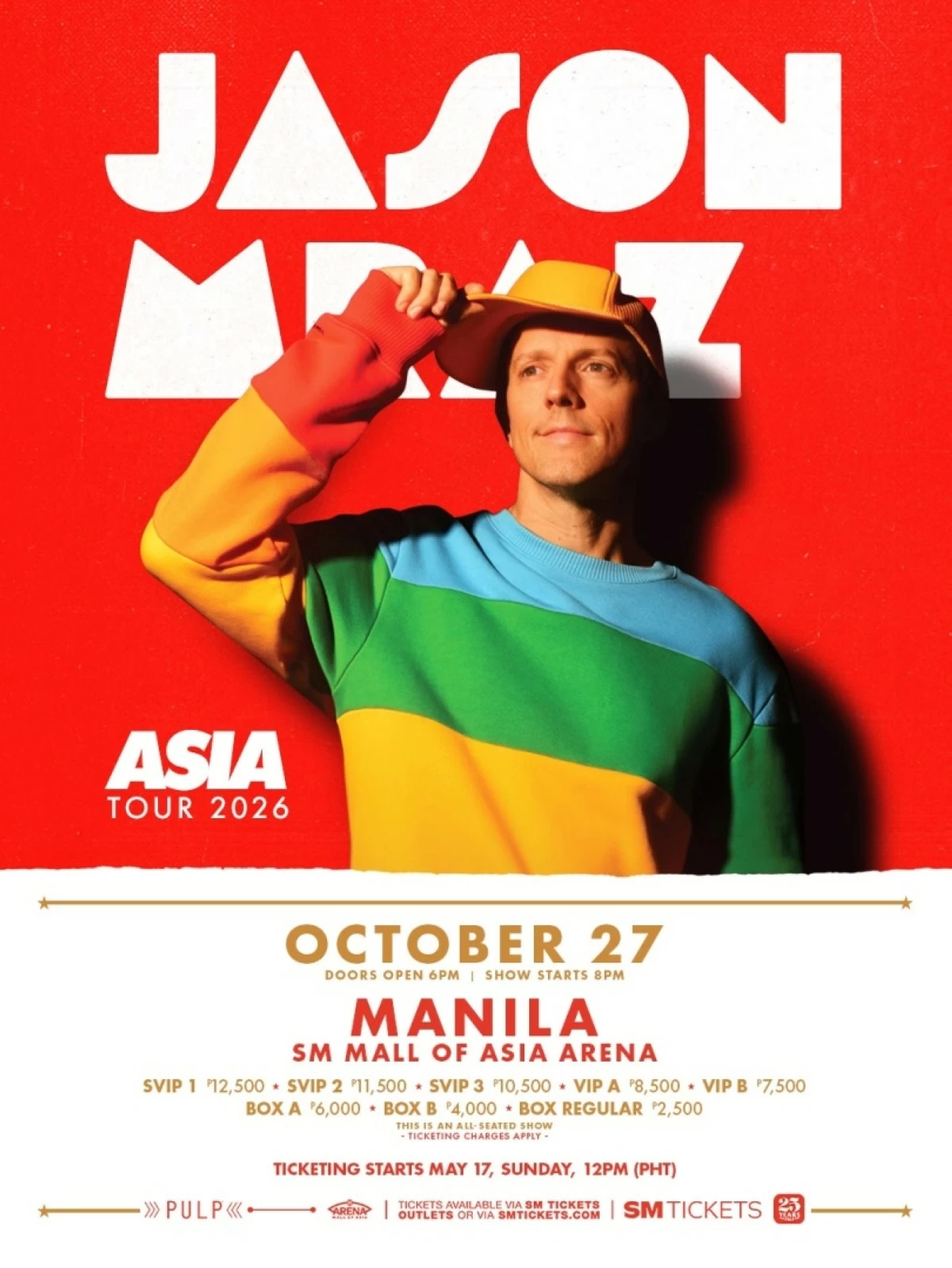 Poster for Jason Mraz's concert in Manila (Pulp Live World) 