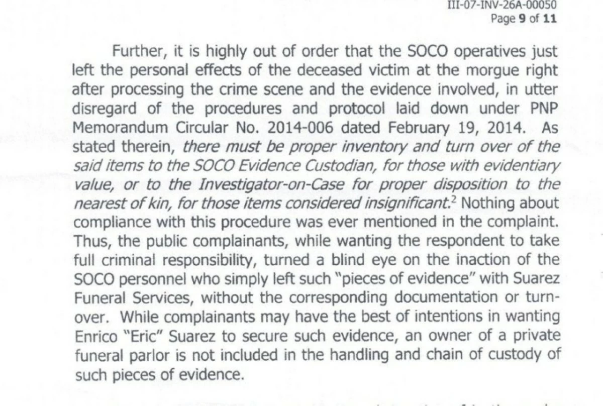 Part of the resolution by the Office of the City Prosecutor of Malolos, Bulacan (Photo from Rimando Law Office's Facebook account) 
