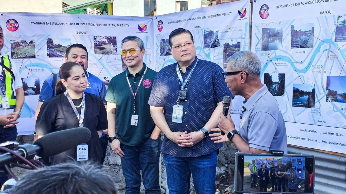 MMDA General Manager Nicolas Torre III, together with Pasig City Vice Mayor Dodot Jaworski, Councilor Angelou de Leon, and other officials, inspects the results of the Bayanihan sa Estero Program along Ilugin River in Pasig City (Photos from Councilor Angelu de Leon)