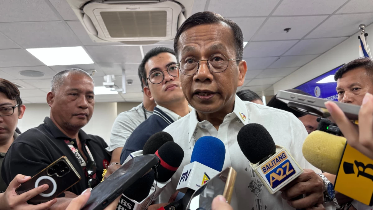 Socioeconomic Planning Secretary Arsenio Balisacan addresses questions from the media during an ambush interview following a press conference in Quezon City on Thursday, May 7. Balisacan dismissed concerns over “stagflation” despite data showing Philippine GDP growth slowed to 2.8 percent in the first quarter, the weakest pace since the pandemic. (Photo by Derco Rosal)