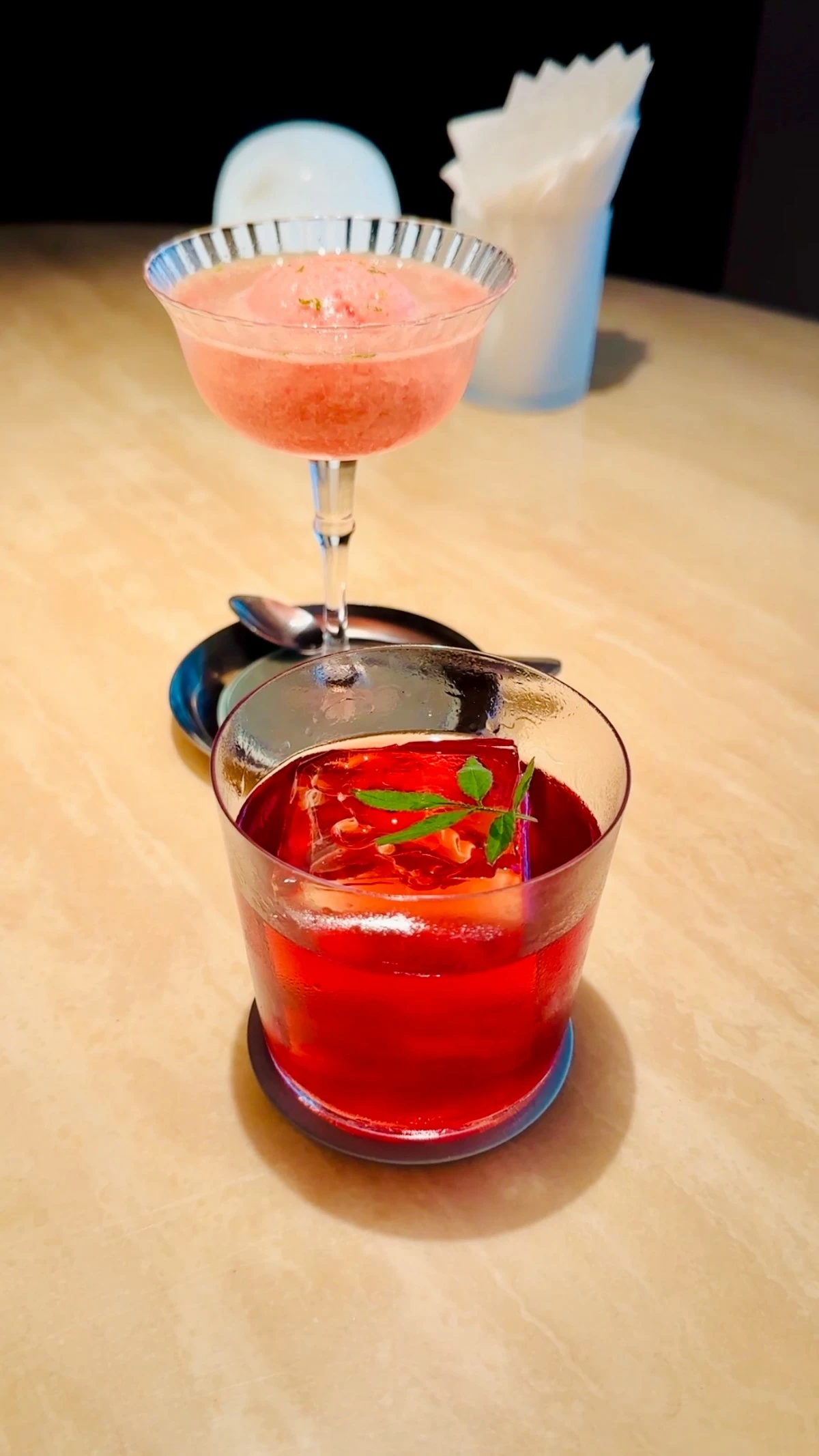 Guava Oolong Float and Strawberry Negroni