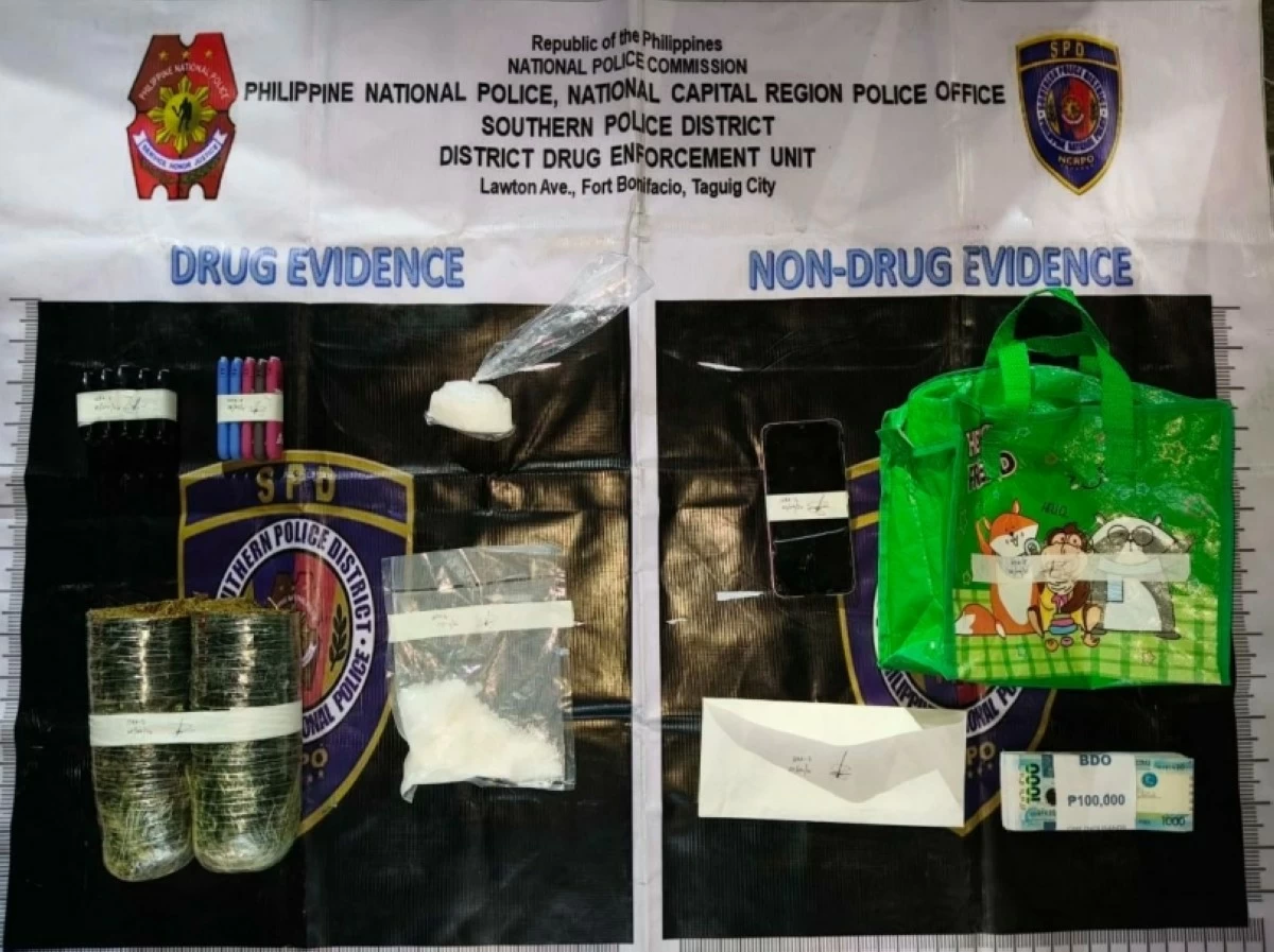 The shabu and marijuana seized by the police in Muntinlupa on May 9 (Photo from SPD) 