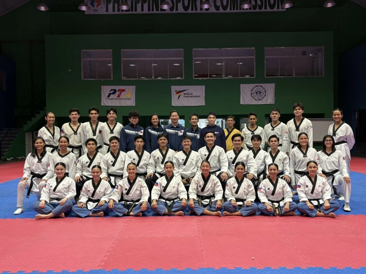 Member of the PH taekwondo team for the Asian Taekwondo Championships. They are (standing from left) Tachiana Keizha Mangin, Dave Cea, Aljen Aynaga, Kenenth Riley Buenavides, Kirstie Elaine Alora (Kyorugi coach), Rani Ann Ortega (Poomsae coach), head of delegation Raul Samson, Jeordan Dominguez (Poomsae coach), Gershon Bautista (Kyorugi & Para coach), June Ninobla, Kurt Bryan Barbosa, Allan Keanu Ganapin, Nico Aaron Castillo, and Laila Delo.
Kneeling from left are Baby Jessica Canabal, Czarina Mae Danganan, Darius Venerable, Justine Kobe Macario, Jeus Derick Gabriel Yape, King Nash Alcairo, Rodolfo Reyes, Jr., Joaquin Dominic Tuzon, Patrick King Perez, Ian Matthew Corton, Jay-R Casas, Jubilee Briones, and Clarence Sarza.
Sitting from left are Aidaine Krishia Laxa, Maria Nicole Ann Labayne, Zyka Angelica Santiago, Juvenille Faye Crisostomo, Janna Dominique Oliva, Jocel Lyn Ninobla, Sofia Ysabelle Sarmiento and Juliana Mykhail Candelaria.