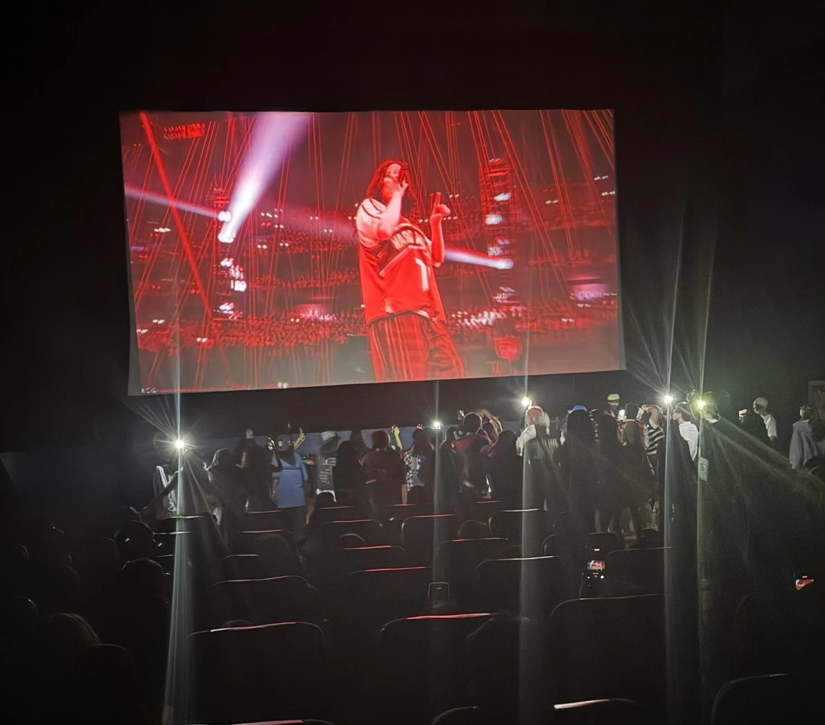 During the advanced screening, the area between the screen and first row of seats becomes a mosh pit!