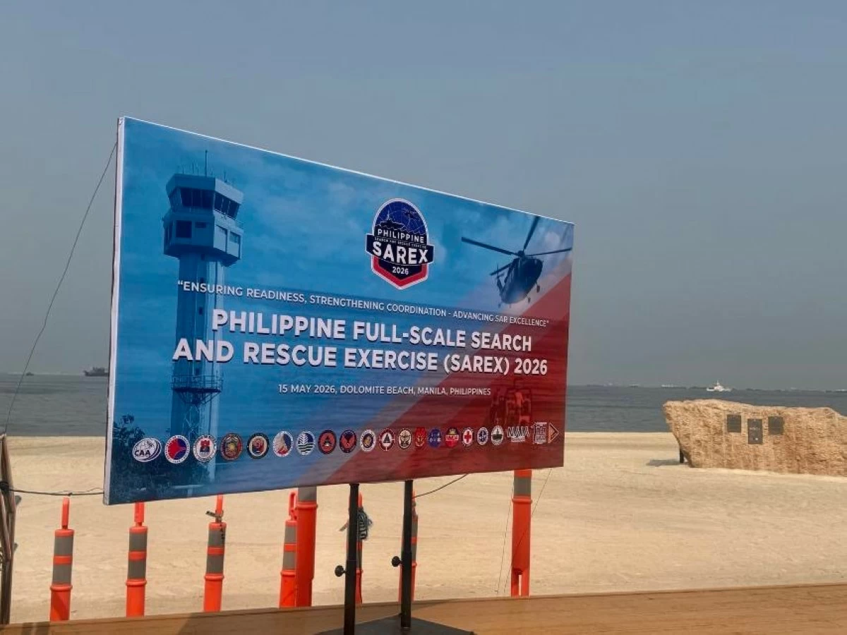 The Civil Aviation Authority of the Philippines (CAAP) leads the Philippine Search and Rescue Exercise (SAREX) 2026 at Dolomite Beach, Manila Bay. (CAAP photo via Ariel Fernandez)