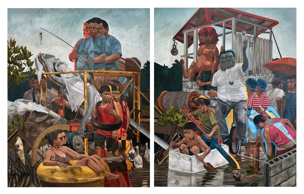 EMBRACING THE MUNDANE, oil on canvas, 60x96 inches, 2026