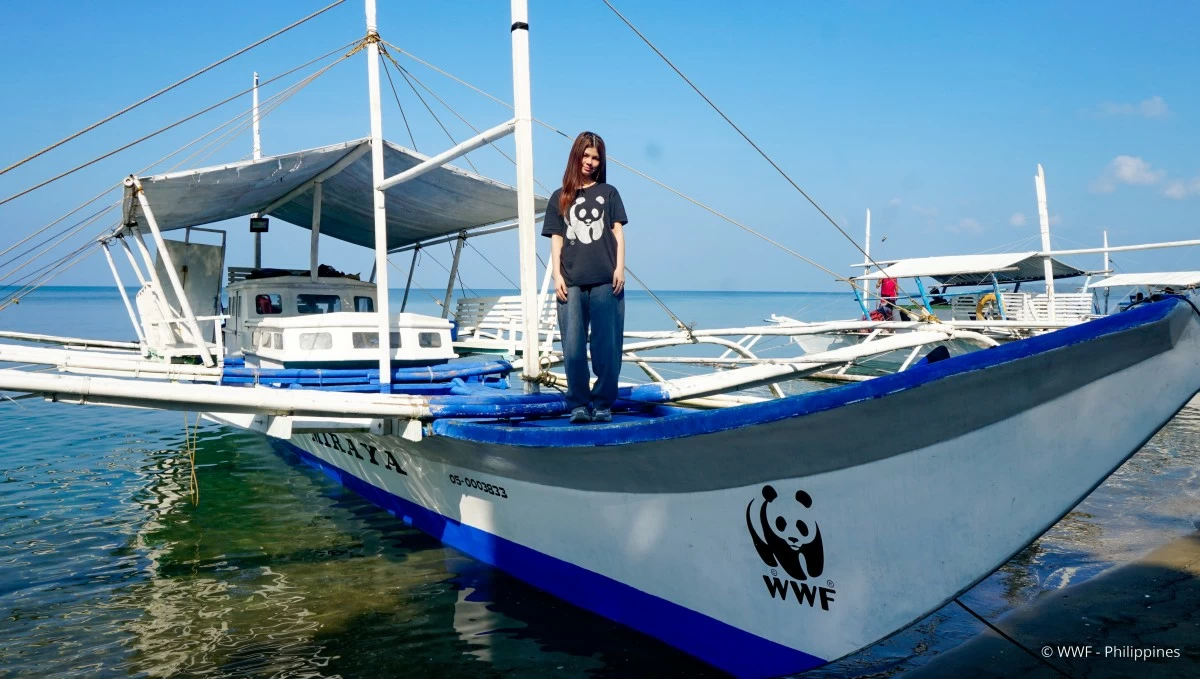 Xia Vigor aboard MBCA Miraya—-WWF's official research vessel in the Ticao-Burias Pass Protected Seascape. Photo by Hyacinth Gaza for WWF-Philippines