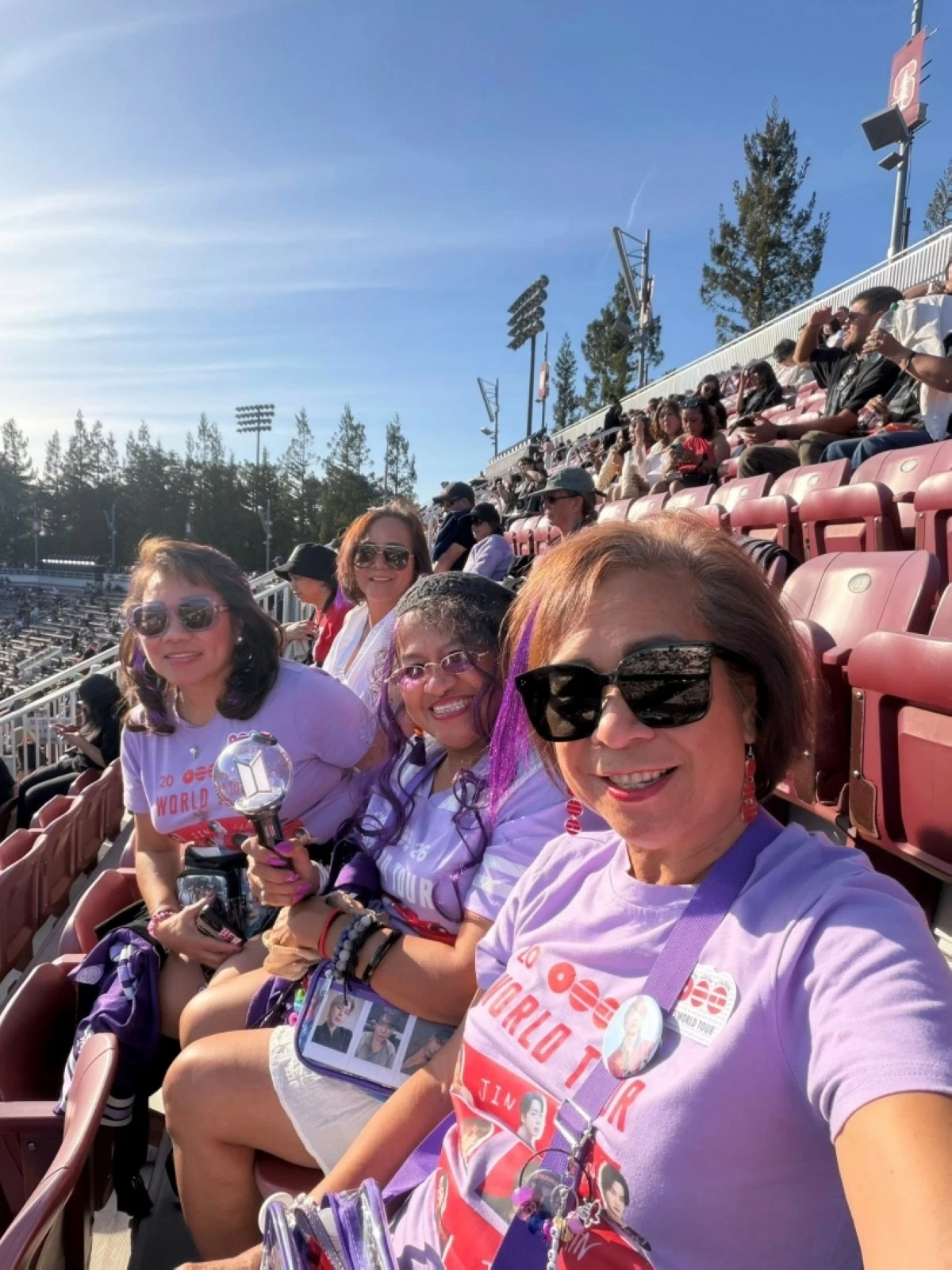 Juliet Macabeo Bryant and her friends at Stanford Stadium in California to watch the BTS concert (Photo courtesy of Juliet Macabeo Bryant) 
