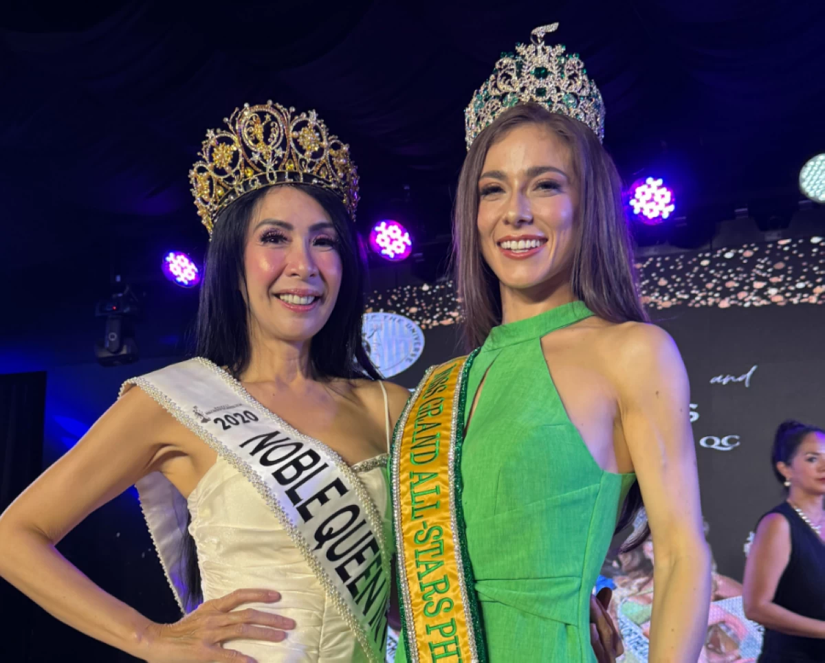 Noble Queen International 2020 Giselle Sanchez poses with Noble Queen Universe 2025 and now Miss Grand International All-Stars Philippines 2026 Alexia Núñez