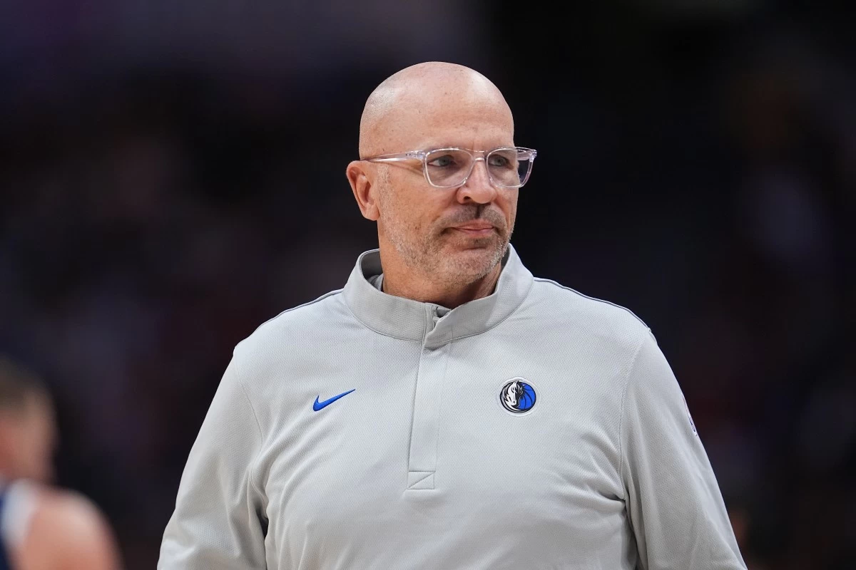 FILE - Dallas Mavericks head coach Jason Kidd is seen in the first half of an NBA basketball game, March 25, 2026, in Denver. (AP Photo/David Zalubowski, File)