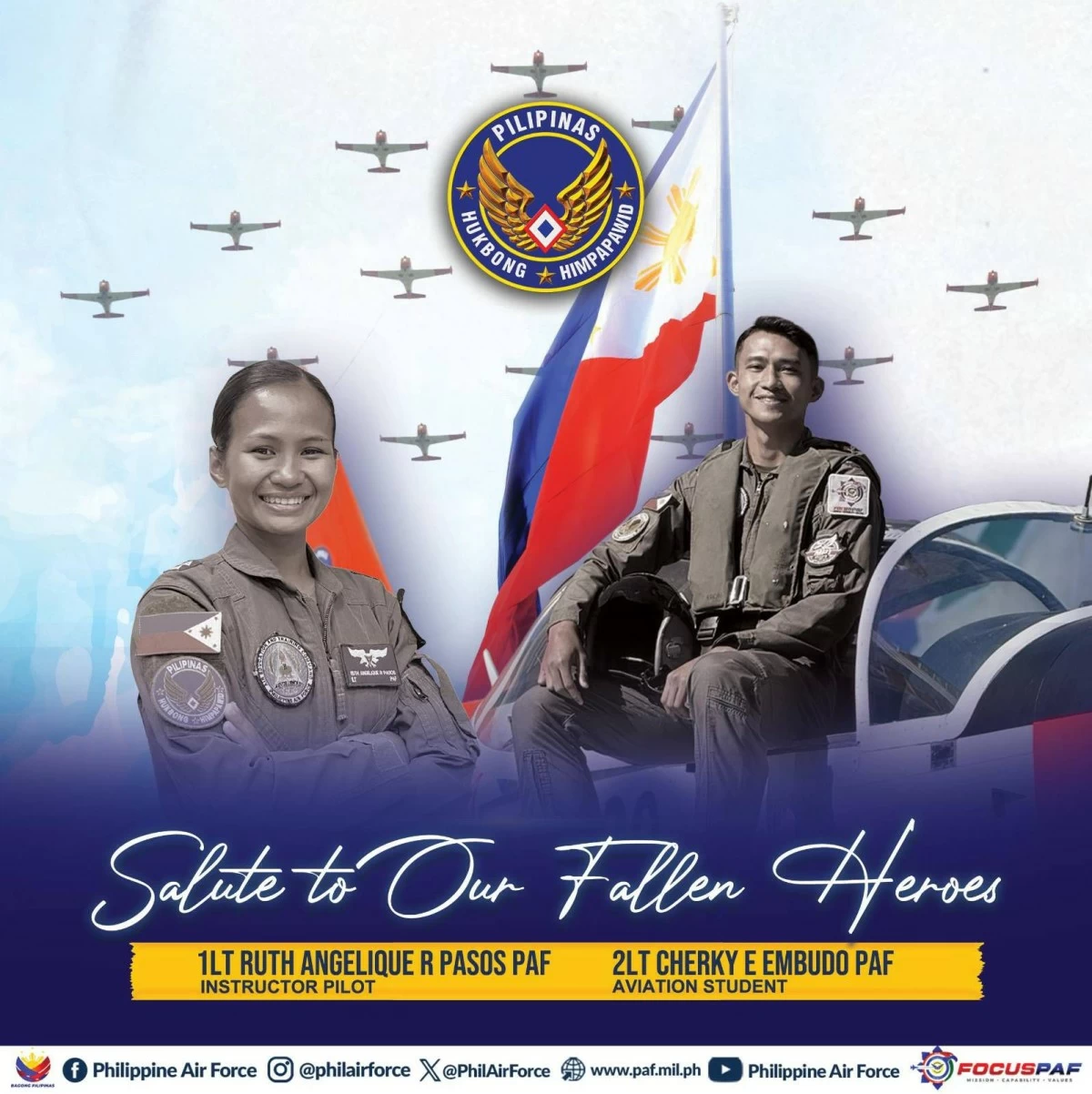 First Lieutenant Ruth Angelique R. Pasos and Second Lieutenant Cherky E. Embudo (Courtesy of Philippine Air Force)