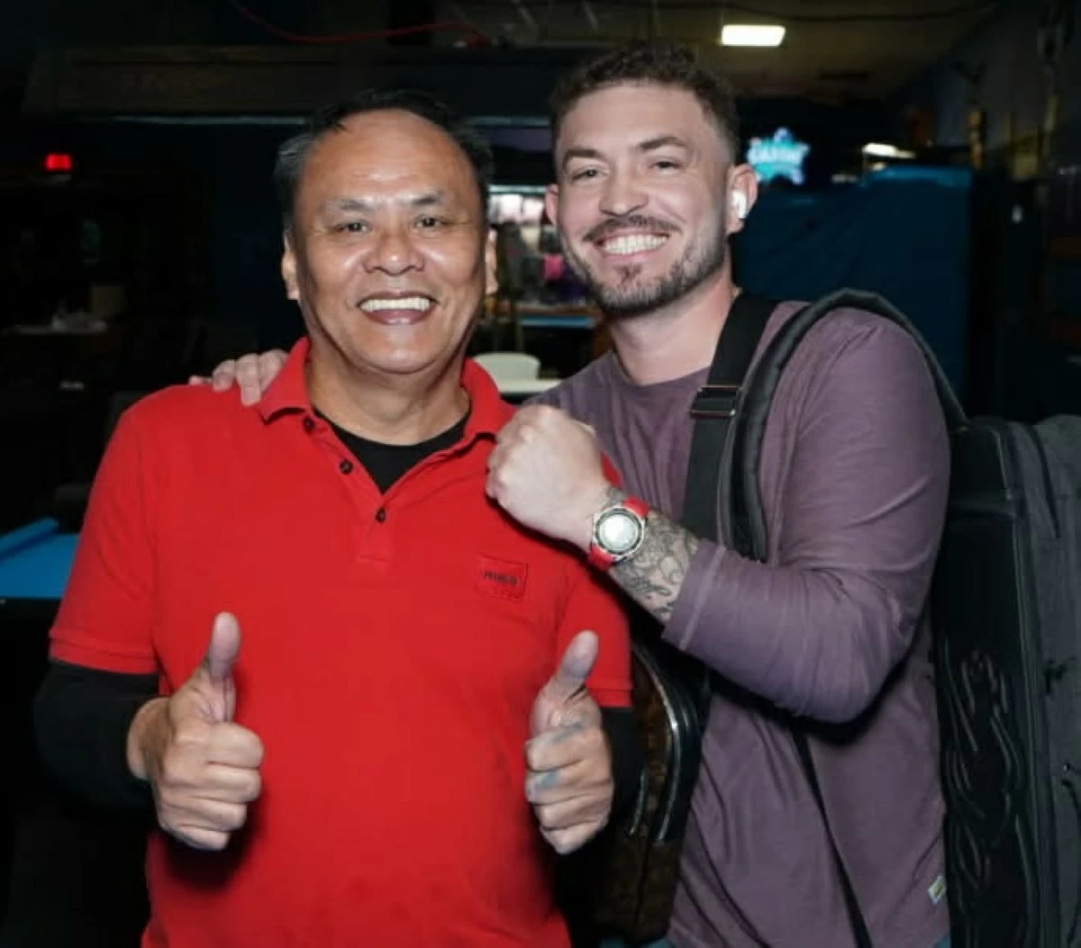 Finalists Django Bustamante, left, and American Evan Lunda (Buffalo’s Pro Classic/77.Billiards)
