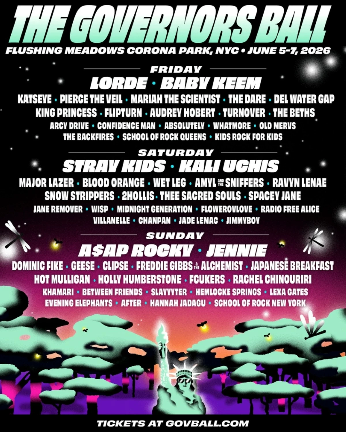 The artist lineup for The Governors Ball (Photo from The Governors Ball website) 