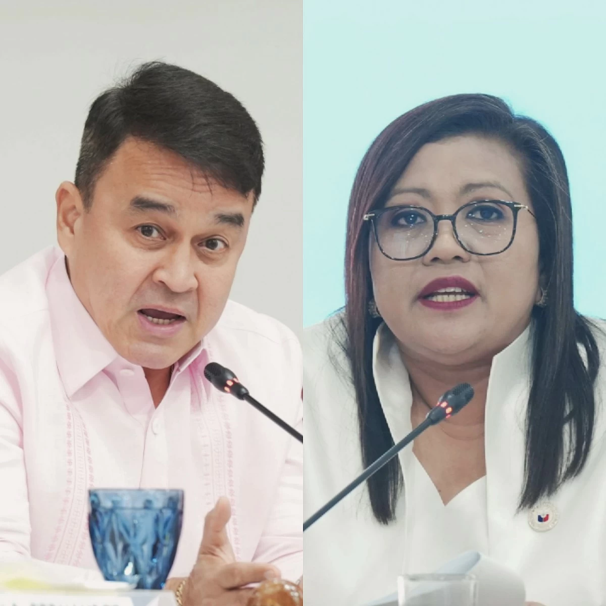 Former Surigao del Sur 2nd district Rep. Robert Ace Barbers (left), Batangas 2nd district Rep. Gerville 