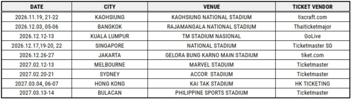 Concert information (Bighit Music) 