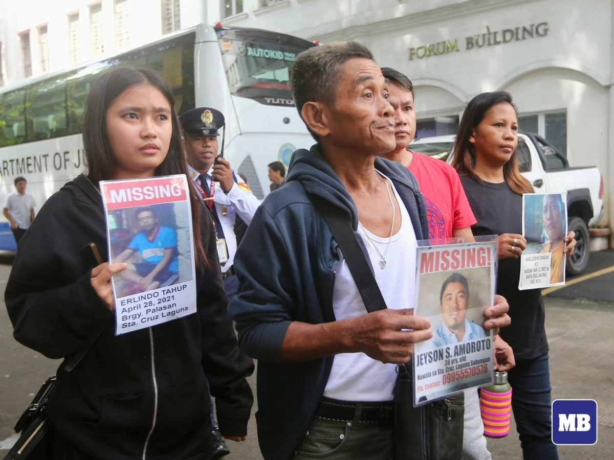 Families of the missing sabungeros seek updates on the unresolved cases of their loved ones and appeared before the Department of Justice (DOJ) in Manila on July 4, 2025. (Mark Balmores)