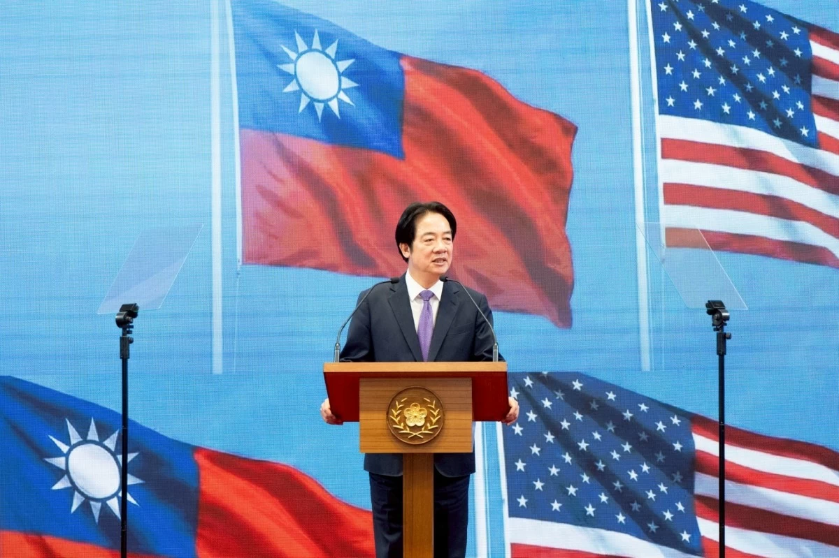 FILE - In this photo released by the Taiwan Presidential Office, Taiwan's President Lai Ching-te speaks during a press conference on 