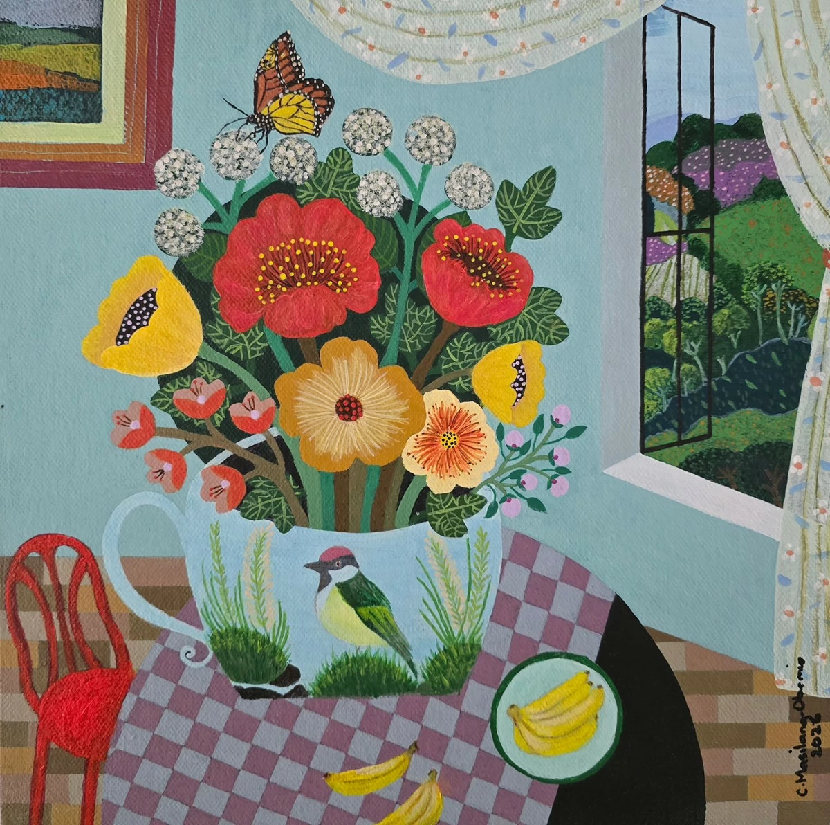 'STILL LIFE WITH BANANA,' 12x12 inches, acrylic on canvas, 2026