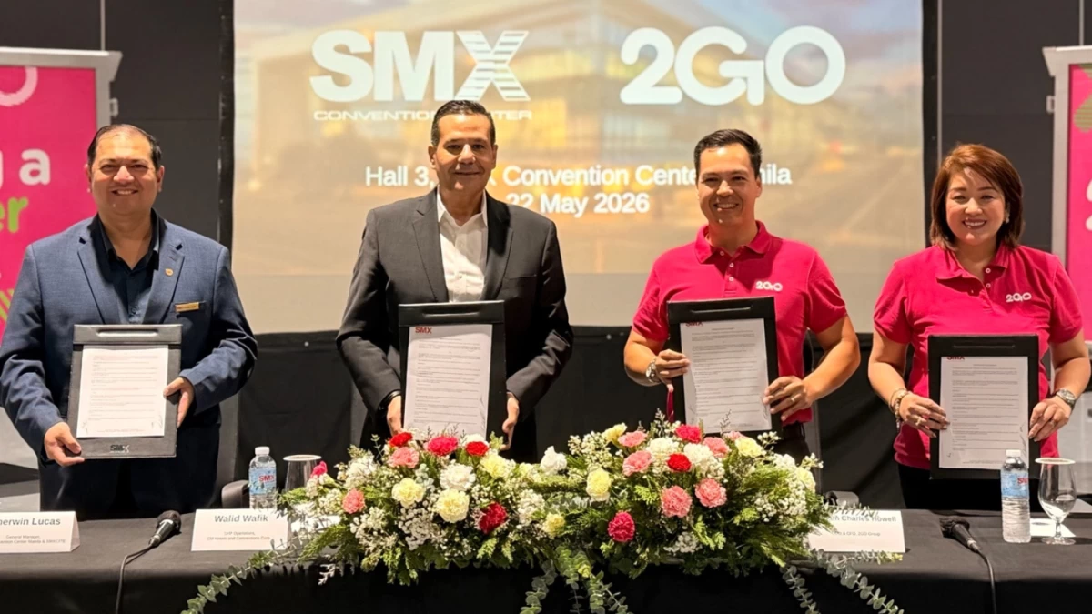 (From left) Sherwin Lucas, General Manager of SMX Convention Center Manila and SMXCITE, Walid Wafik, Senior Vice President for Operations of SM Hotels and Conventions Corp., Will Howell, Chief Operating Officer and Chief Financial Officer of the 2GO Group, Faye Alonzo, Business Unit Head of 2GO Forwarding