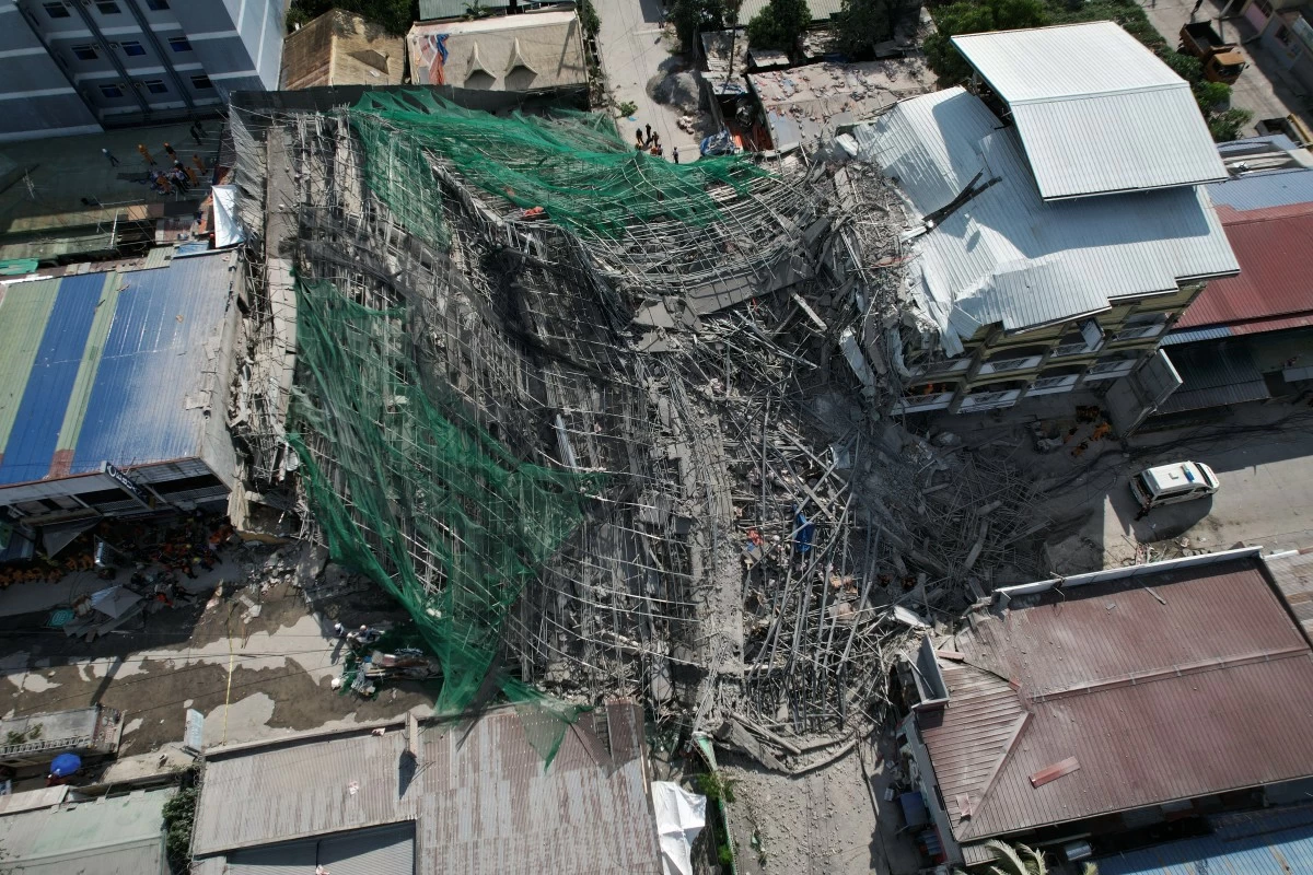 A collapsed building where multiple people are believed to be trapped in Angeles City in Pampanga Sunday, May 24, 2026. (AP)