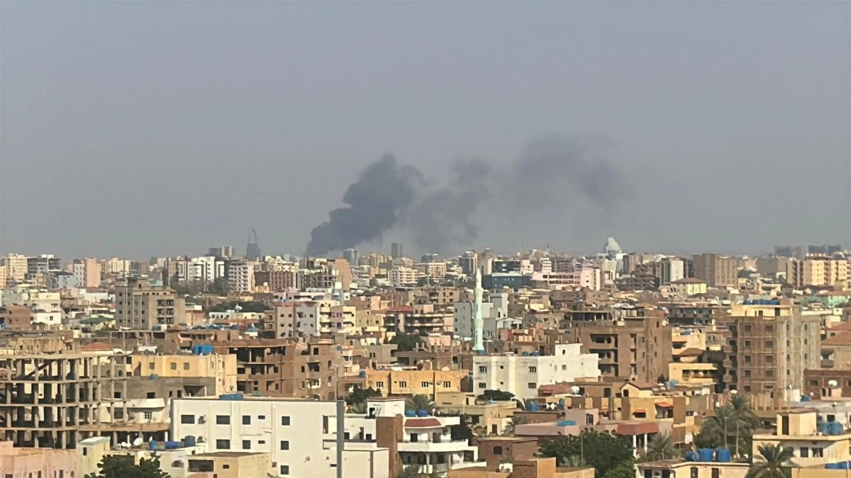 FILE - This grab from video shows smoke rising over Khartoum, Sudan, Sept. 26, 2024, after Sudan's military started an operation to take areas of the capital from its rival, the paramilitary Rapid Support Forces. (AP Photo/Rashed Ahmed, File)