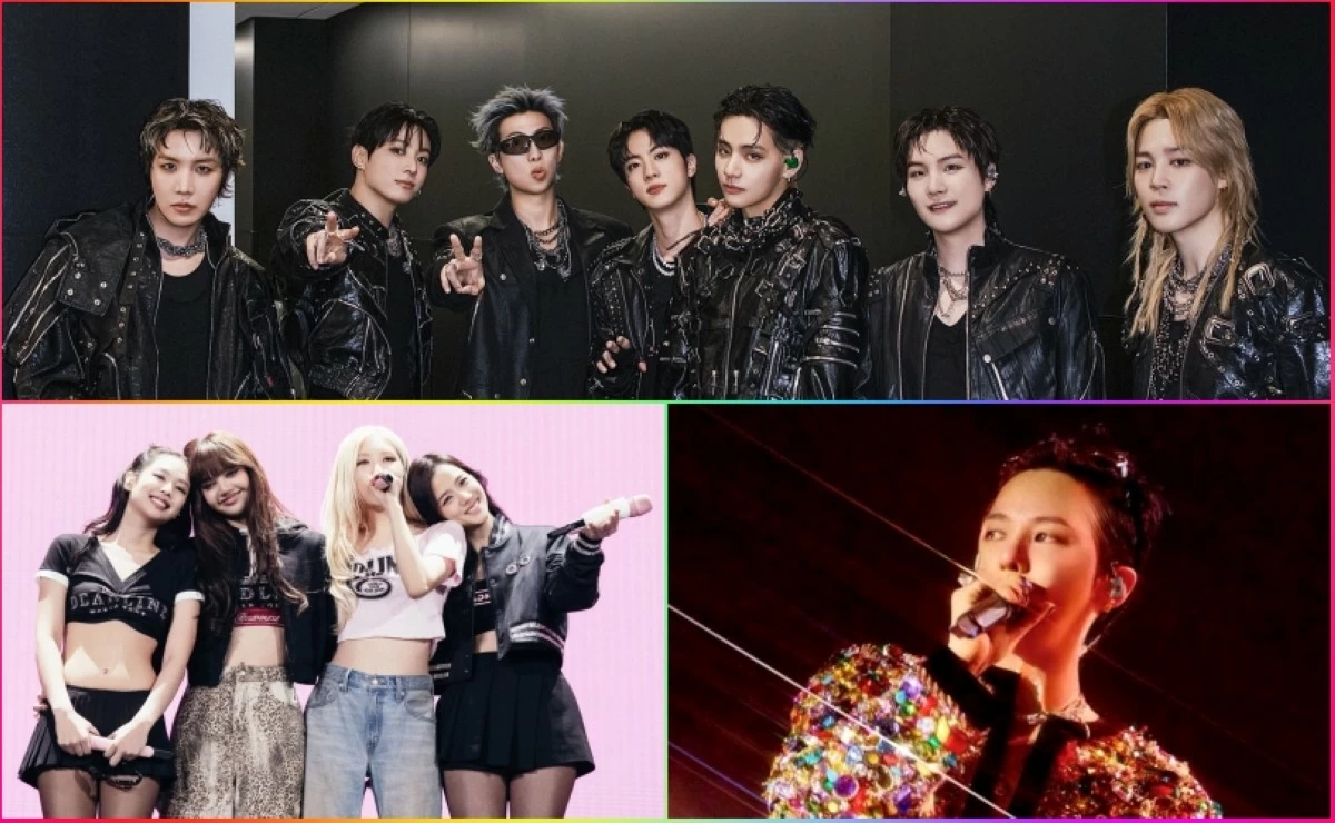 (Clockwise from top) BTS, G-Dragon and BLACKPINK (X, Instagram) 