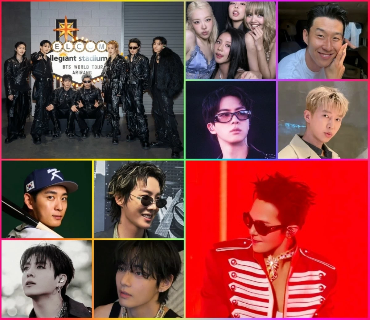 (Clockwise from top) The top 10 in Forbes Korea's 2026 Power Celebrity 40 list are BTS,  BLACKPINK, Son Heung-min, Lim Young-woong, BTS’ Jin, G-Dragon, BTS’ V, BTS’ Jungkook, Lee Jung-ho and BTS’ J-Hope (Photos from Instagram, X) 