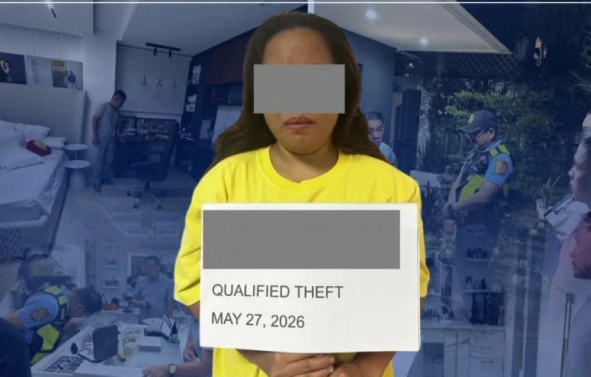 The house helper arrested by the Quezon City Police District (QCPD) in connection with the alleged theft of more than P2.4 million worth of cash and jewelry in Quezon City. (Photo courtesy of QCPD)