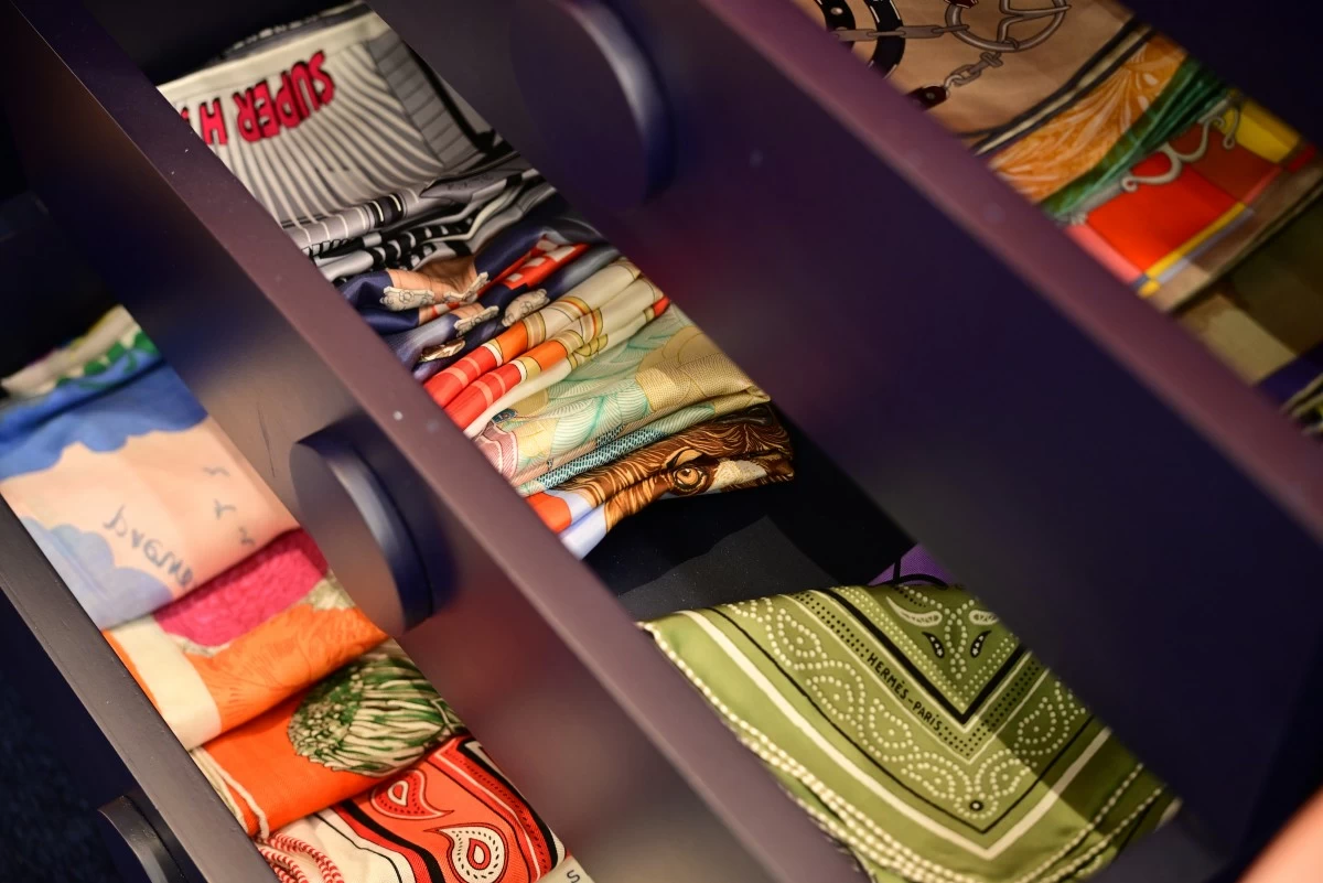Beautiful prints and colors are seen in each piece of silk.